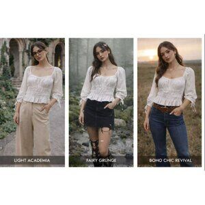 EUC Staud Faye top White Smocked Peasant Blouse 6 Cottagecore Boho Prairie Boho